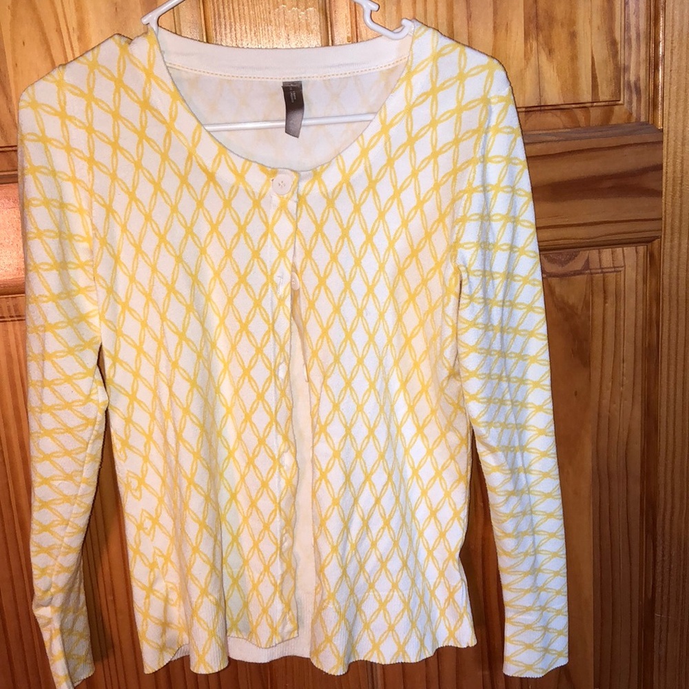 Yellow and white cardigan